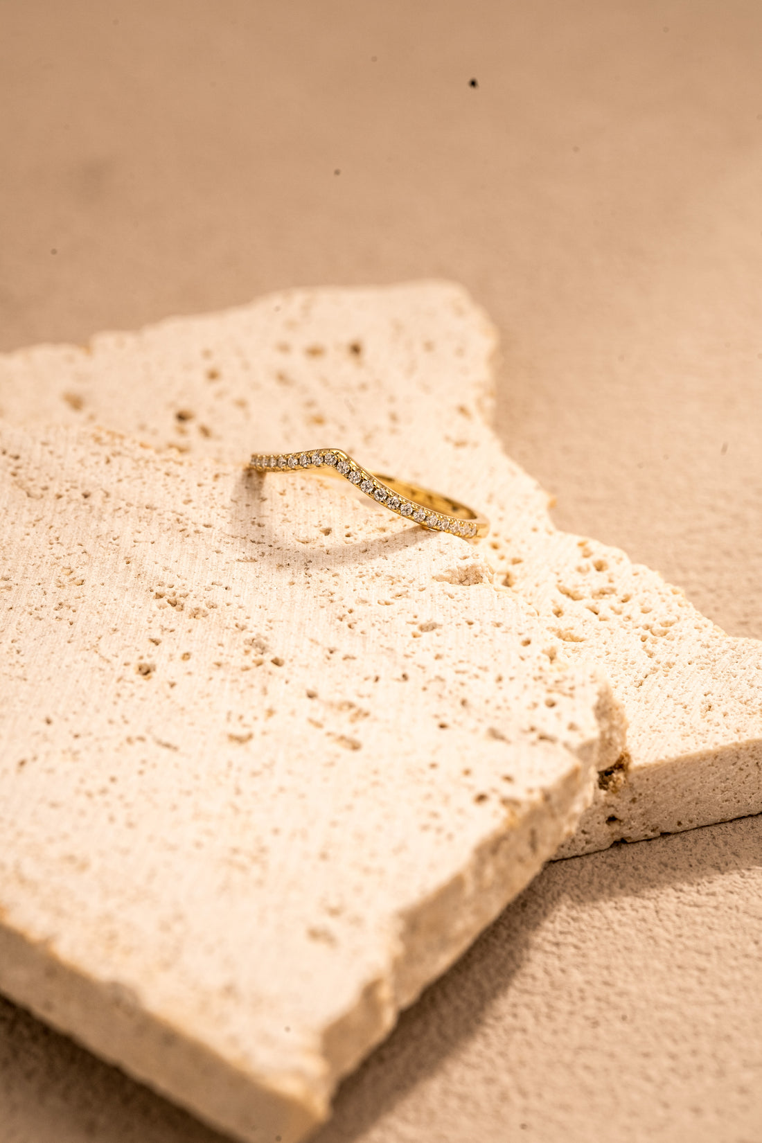 V-Shaped Zircon Ring – 18K Gold Vermeil on 925 Silver