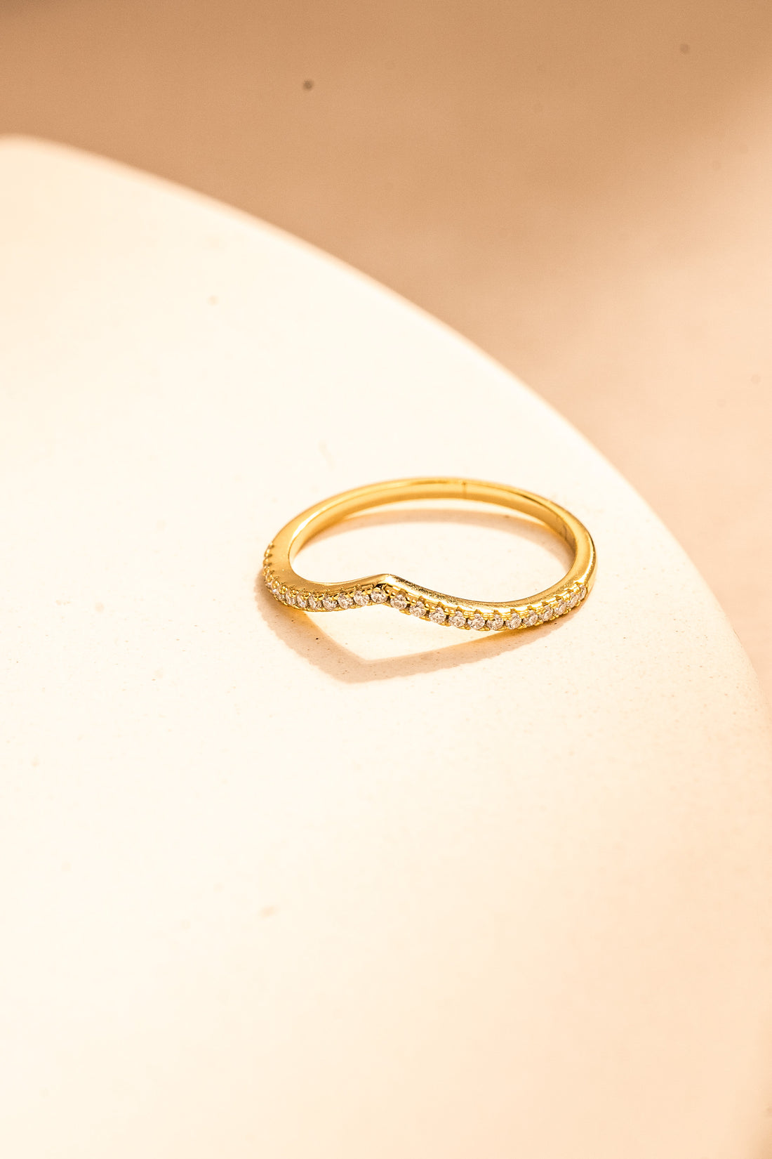 V-Shaped Zircon Ring – 18K Gold Vermeil on 925 Silver