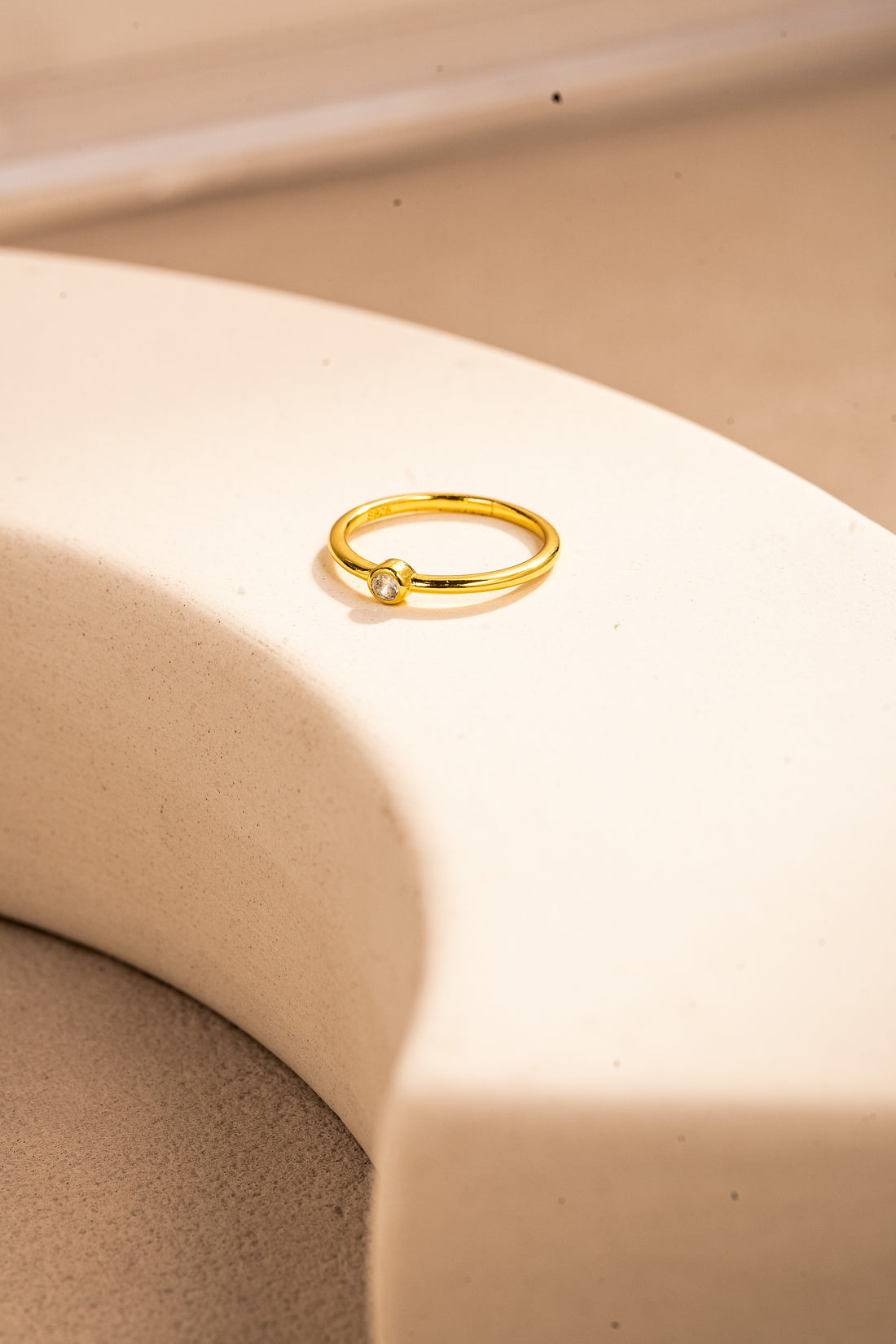 Elegant Zircon Stacking Ring – 20K Gold/Platinum Plated on 925 Silver