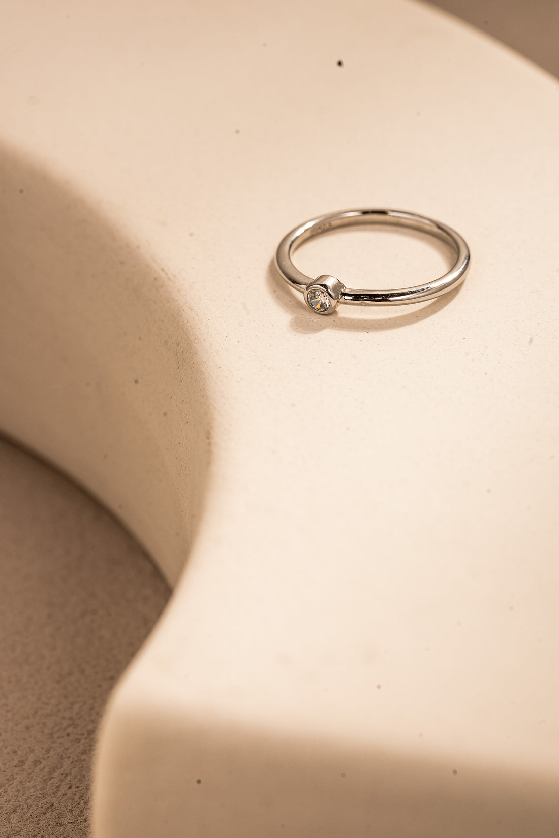 Elegant Zircon Stacking Ring – 20K Gold/Platinum Plated on 925 Silver