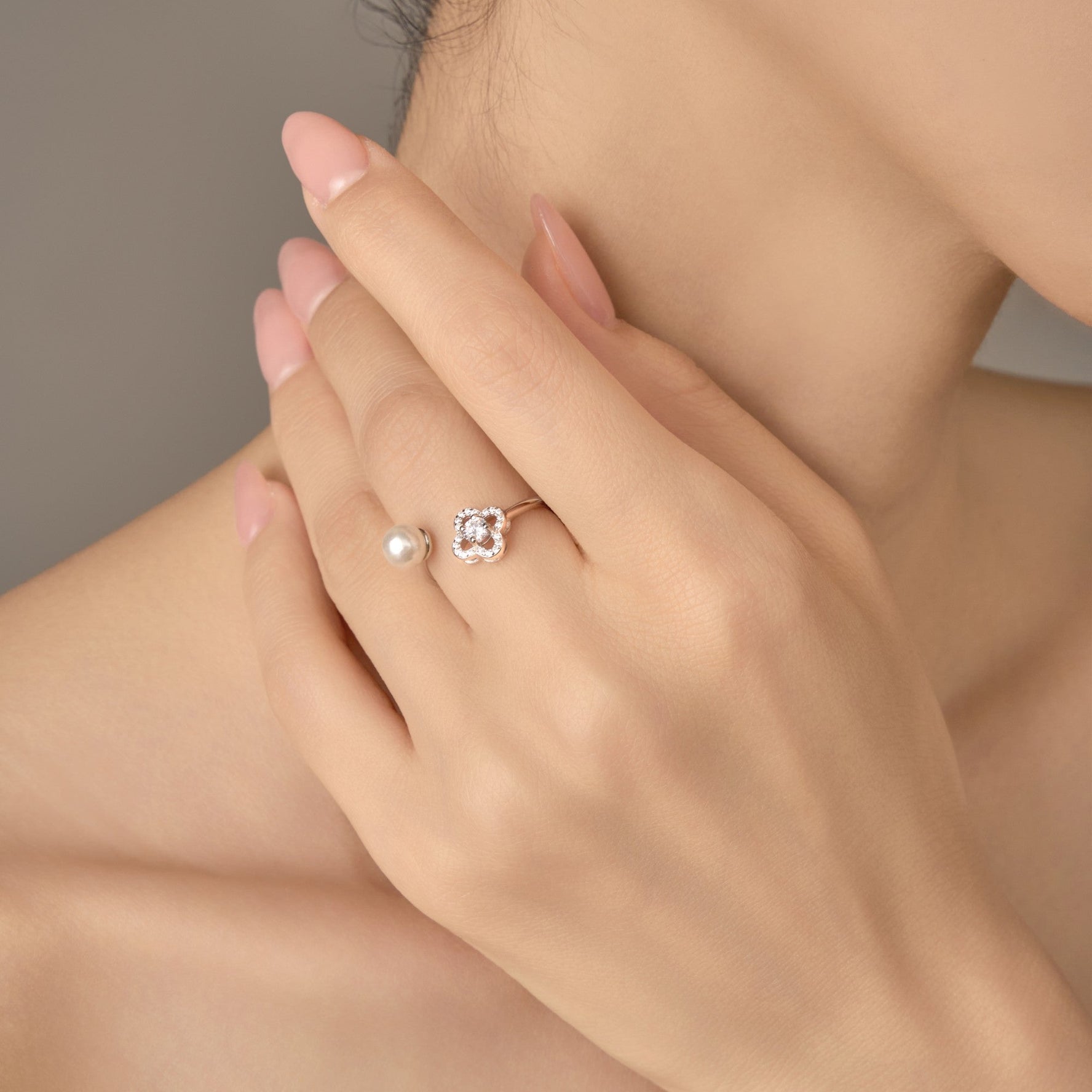 Dewdrop Wish Adjustable Ring – 925 Silver with 18K Gold Plating