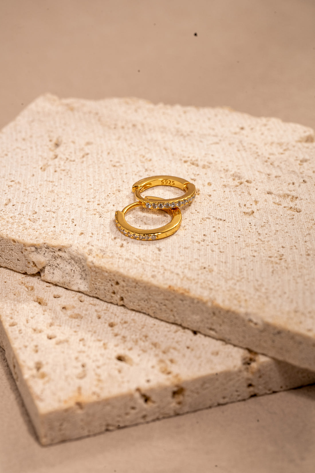 Pavé Huggie Earrings – 18K Gold Vermeil on 925 Silver