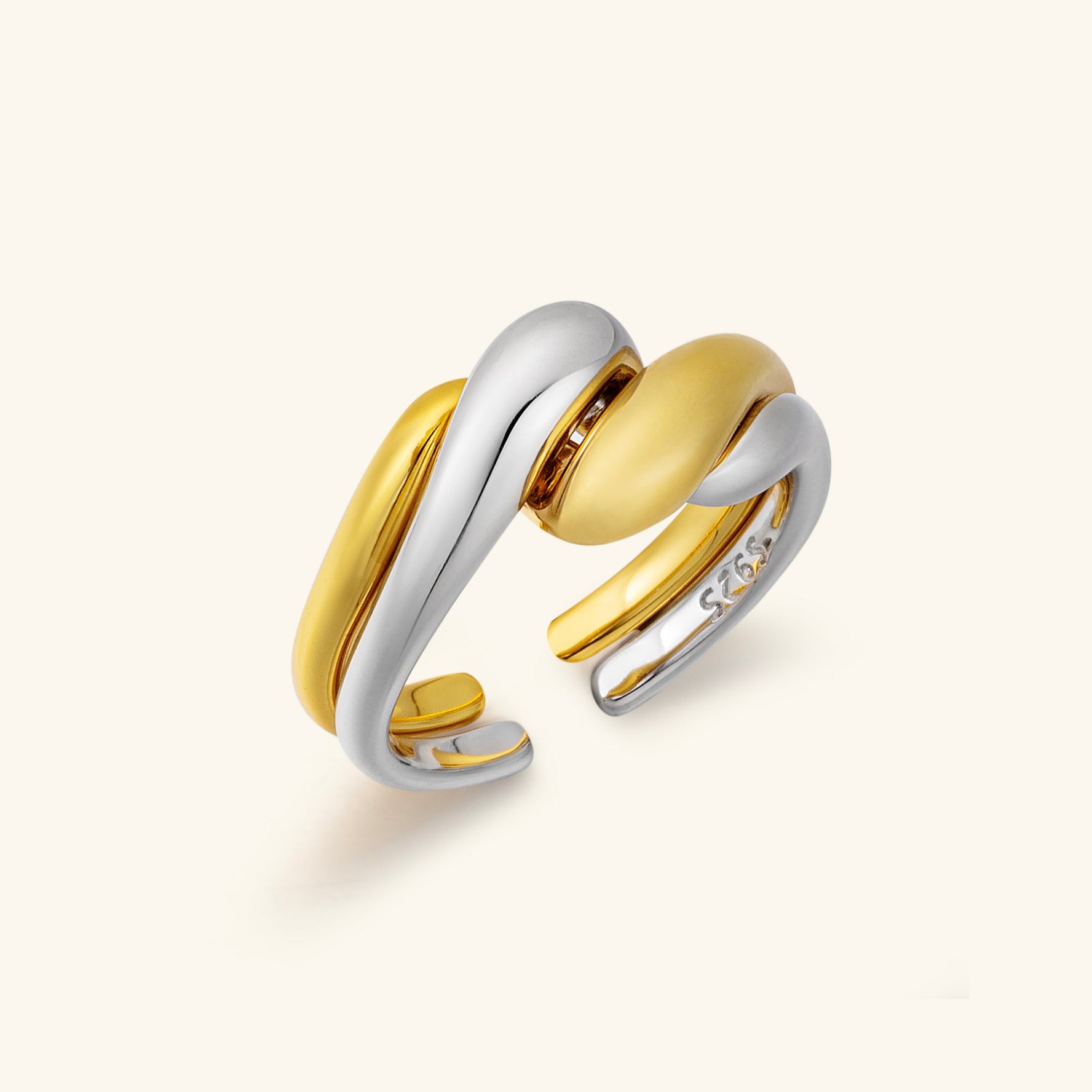 Echoes of Light Adjustable Ring – Platinum & Gold Vermeil on 925 Silver
