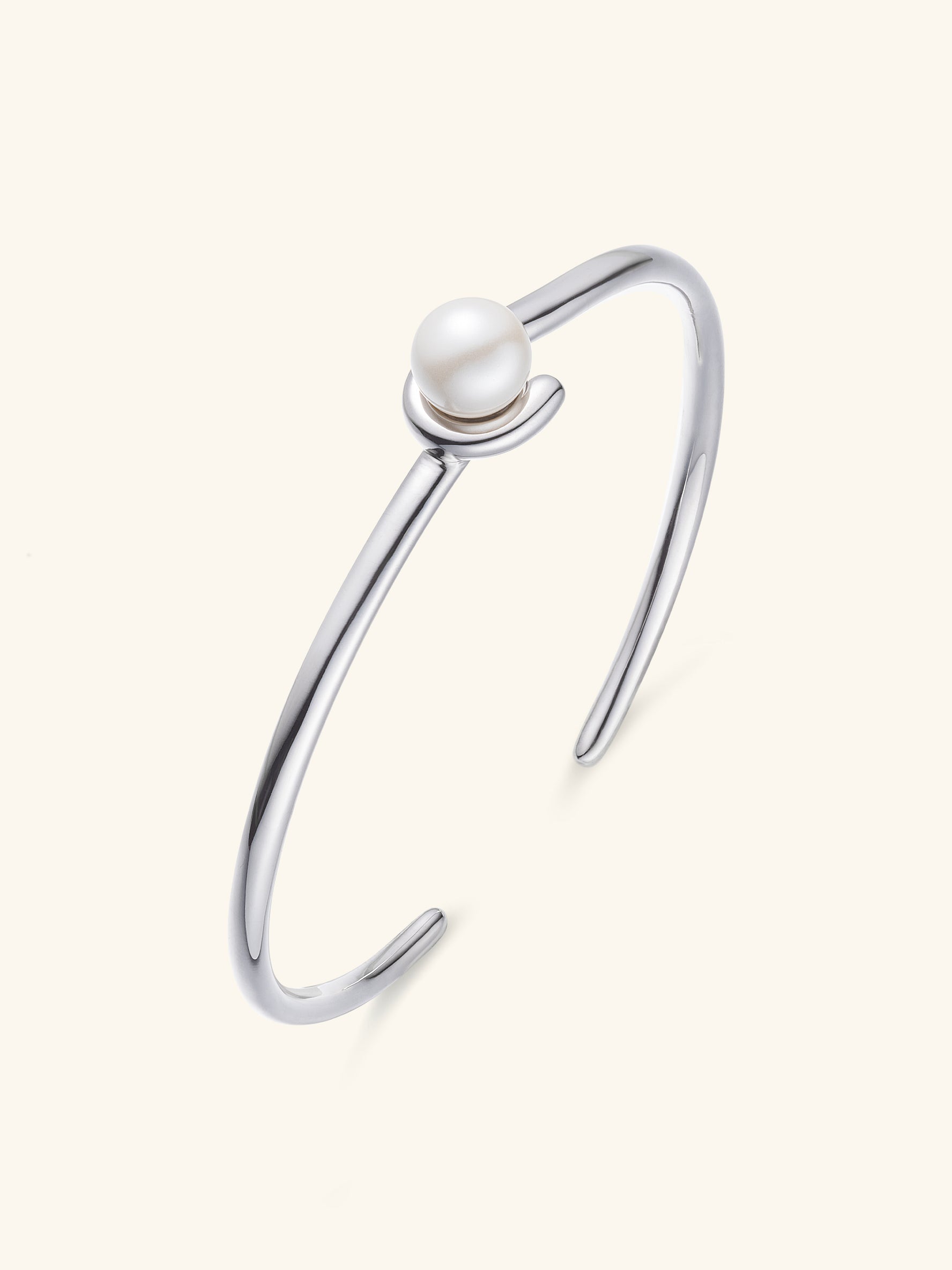 Gentle Radiance Bangle – S925 Sterling Silver Open Bracelet with Pear