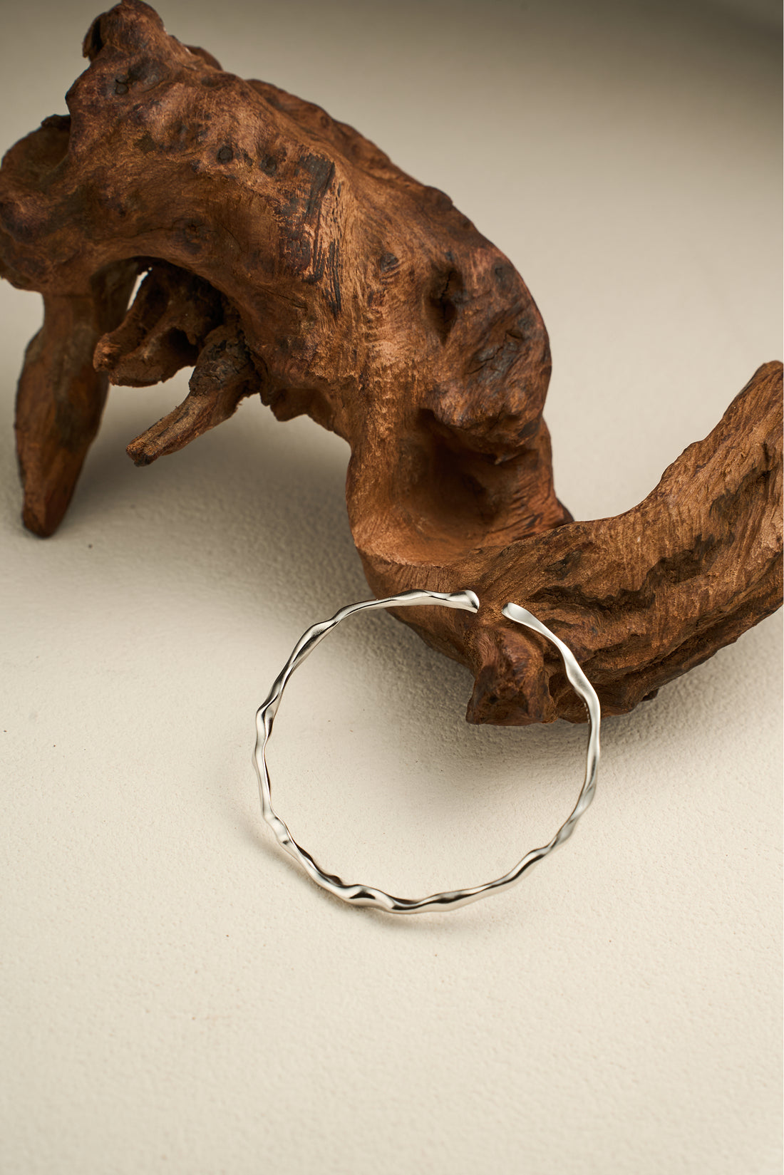 Flowing Texture Open Bangle | S925 Sterling Silver Minimalist Adjustable Bracelet