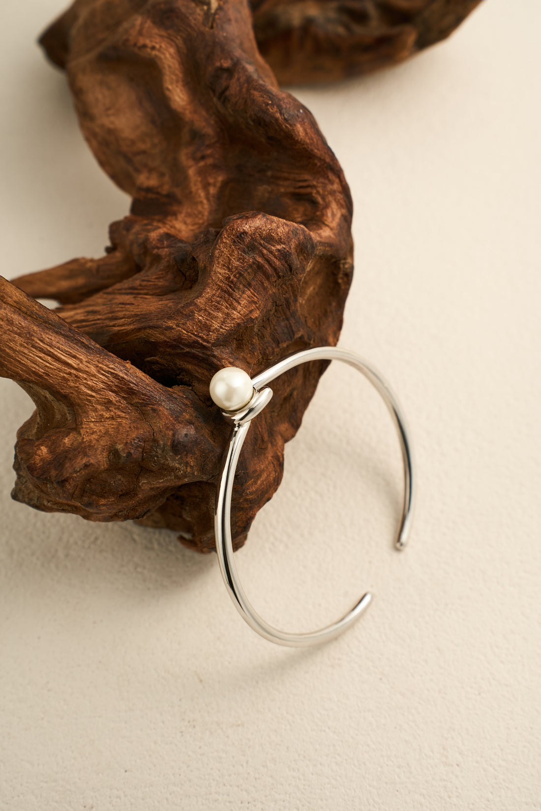 Gentle Radiance Bangle – S925 Sterling Silver Open Bracelet with Pear