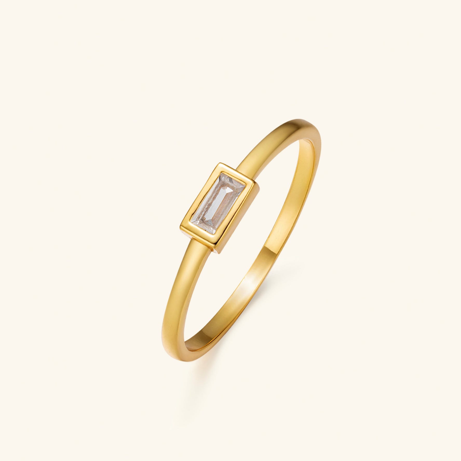 Glimmer Geometry Baguette Zircon Ring
