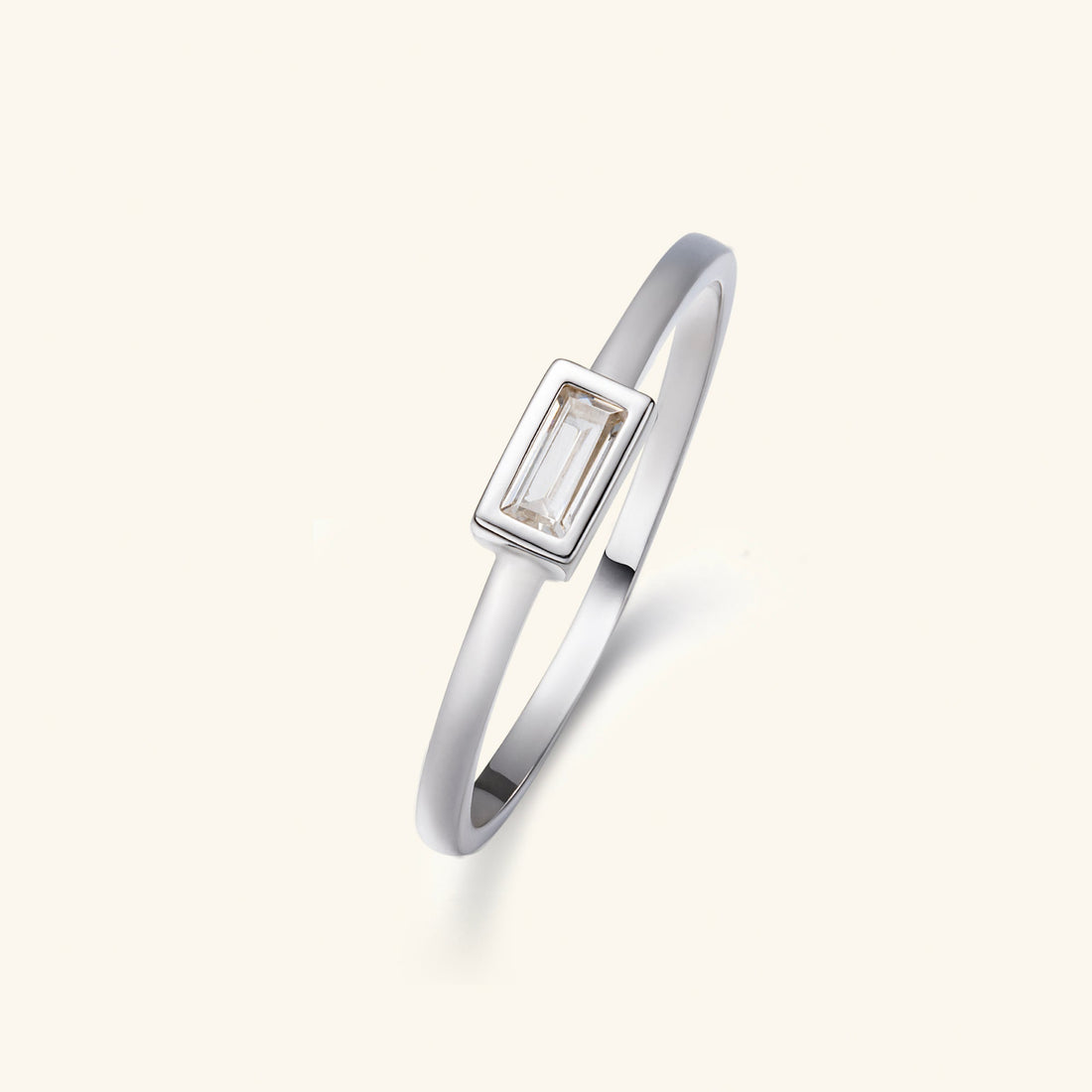 Glimmer Geometry Baguette Zircon Ring