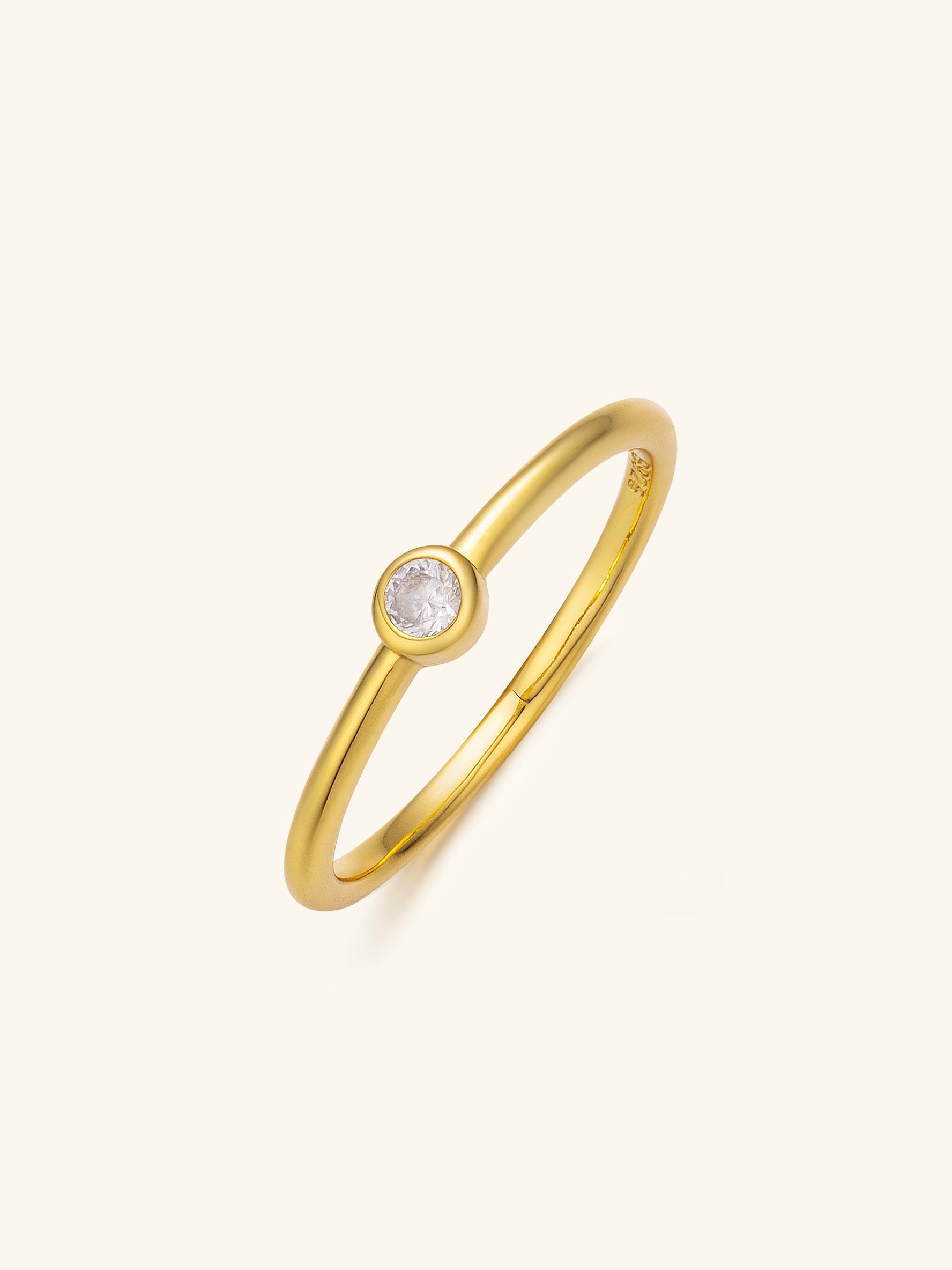 Elegant Zircon Stacking Ring – 20K Gold/Platinum Plated on 925 Silver