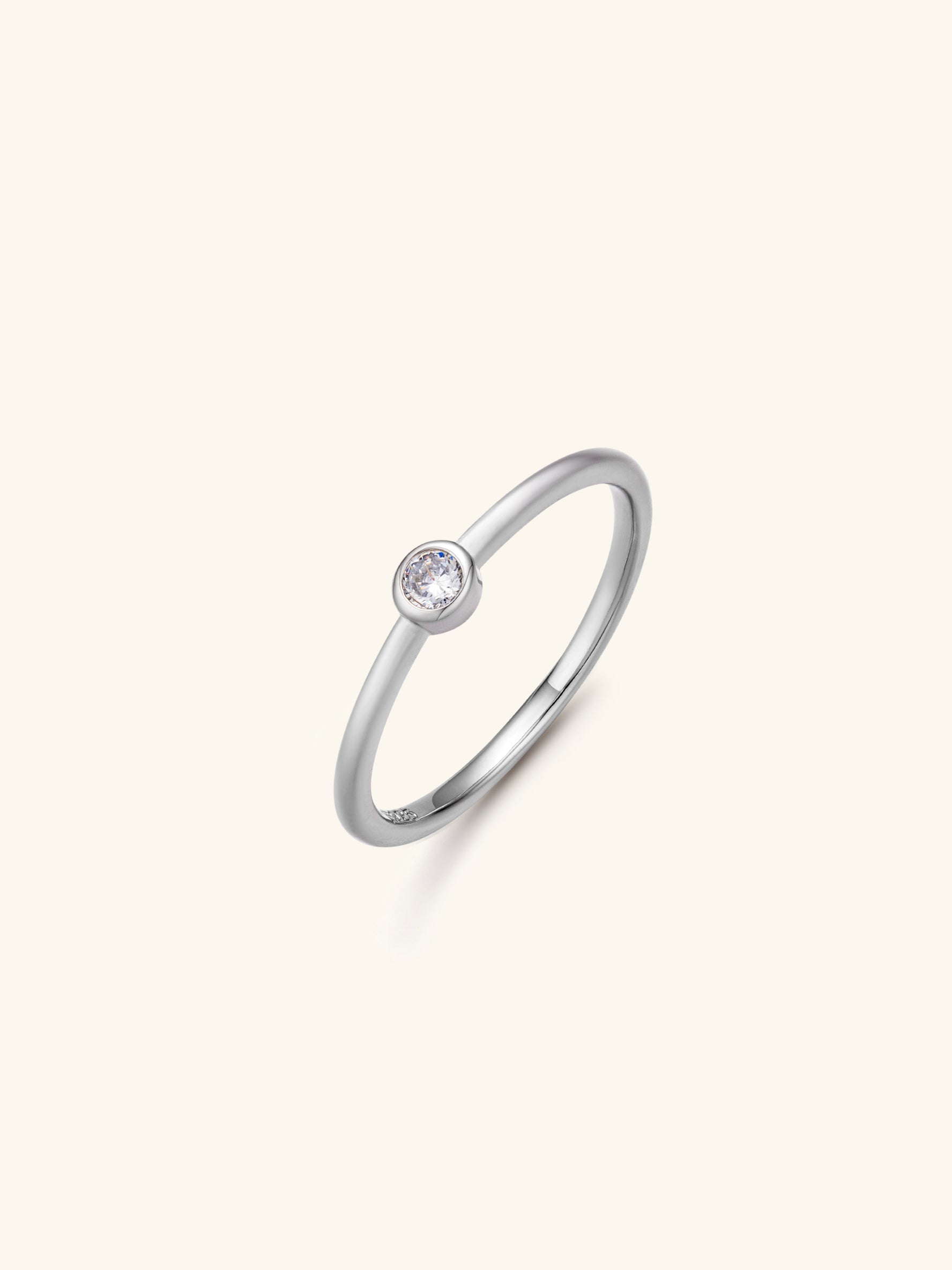 Elegant Zircon Stacking Ring – 20K Gold/Platinum Plated on 925 Silver