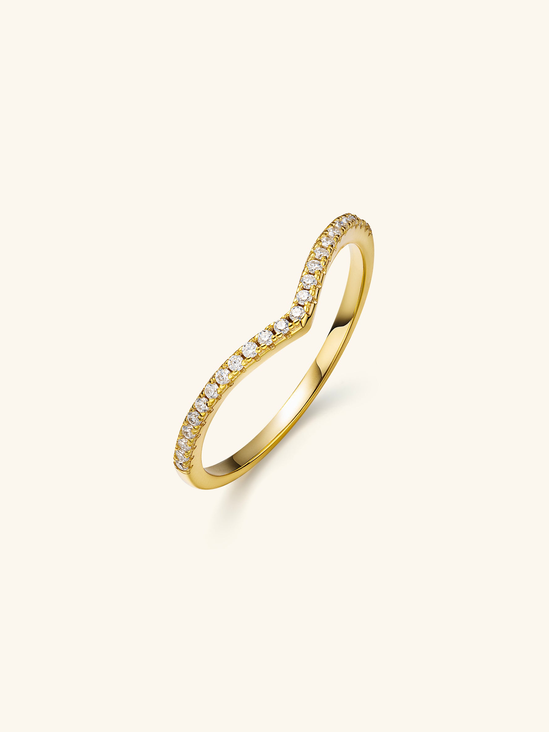 V-Shaped Zircon Ring – 18K Gold Vermeil on 925 Silver