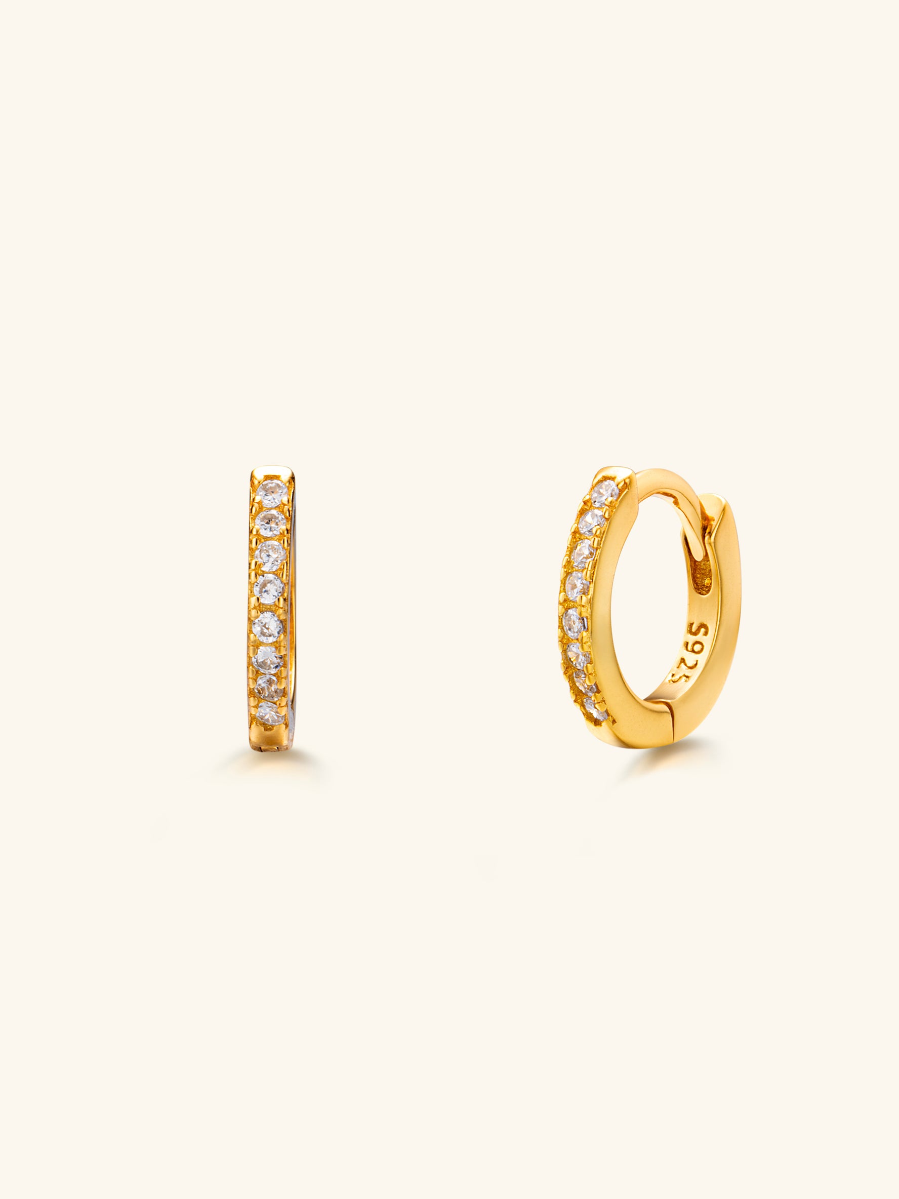 Pavé Huggie Earrings – 18K Gold Vermeil on 925 Silver