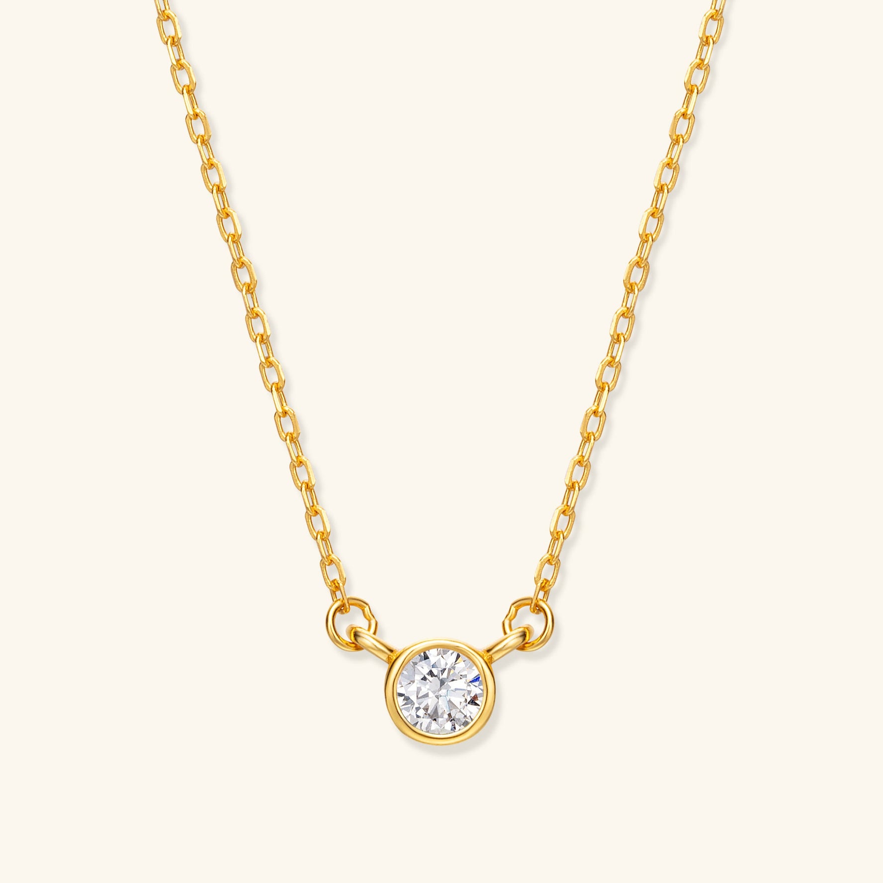 Minimalist Zircon Pendant Necklace – 925 Silver with 18K Gold/Platinum Plating