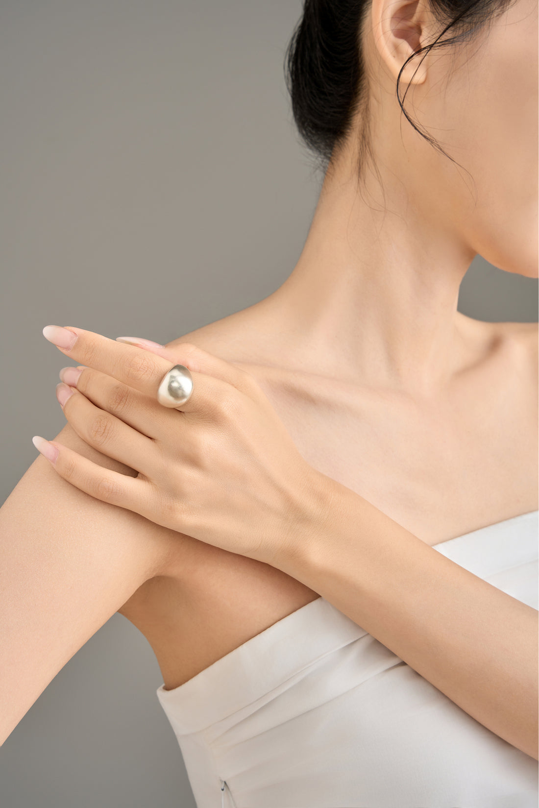 Matte Arc Ring – 925 Silver with Brushed Finish