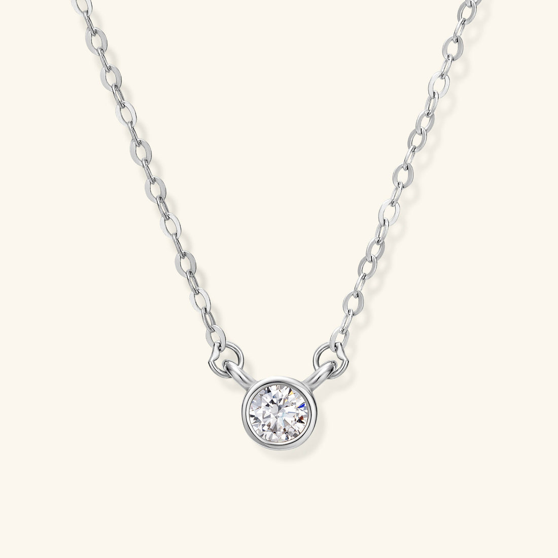 Minimalist Zircon Pendant Necklace – 925 Silver with 18K Gold/Platinum Plating