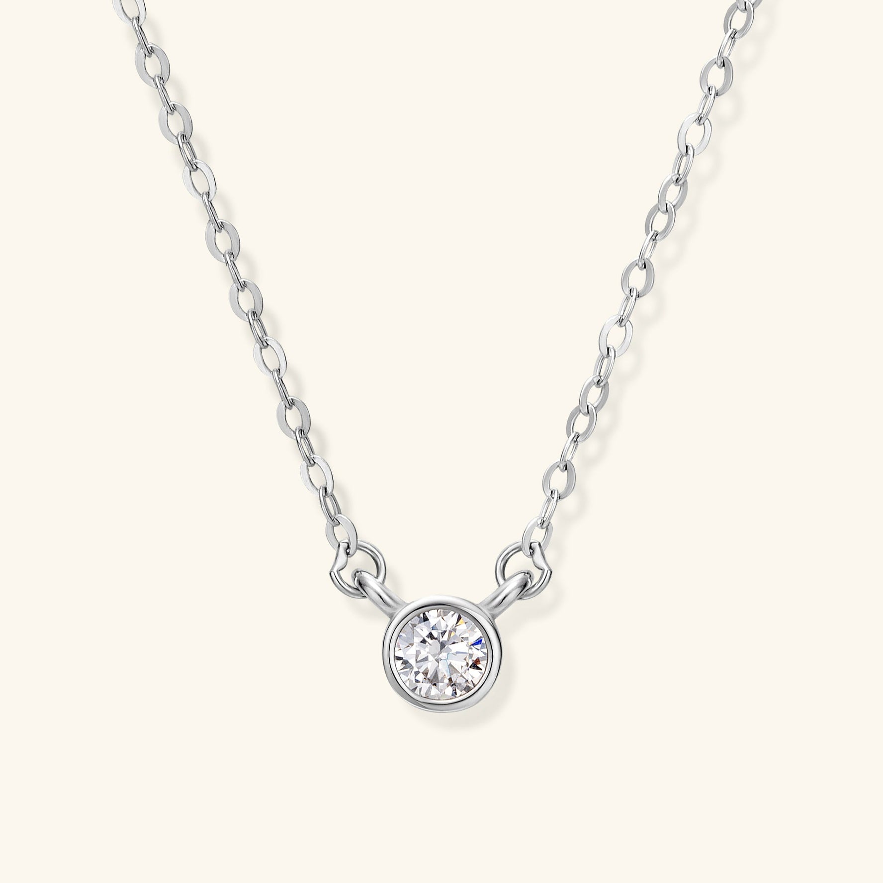 Minimalist Zircon Pendant Necklace – 925 Silver with 18K Gold/Platinum Plating