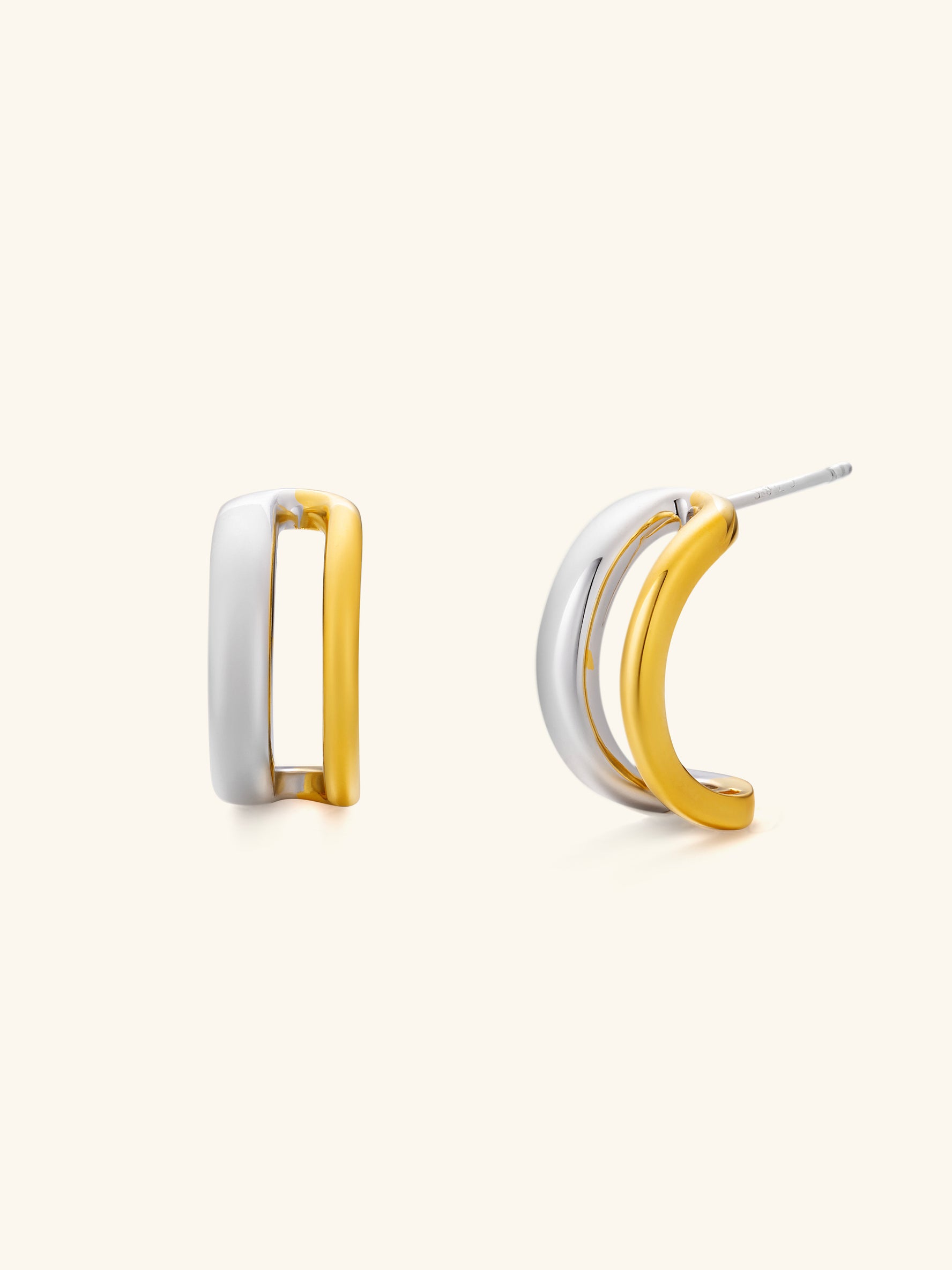 Architect Duo-Tone Earrings – 925 Silver with 18K Gold Plating