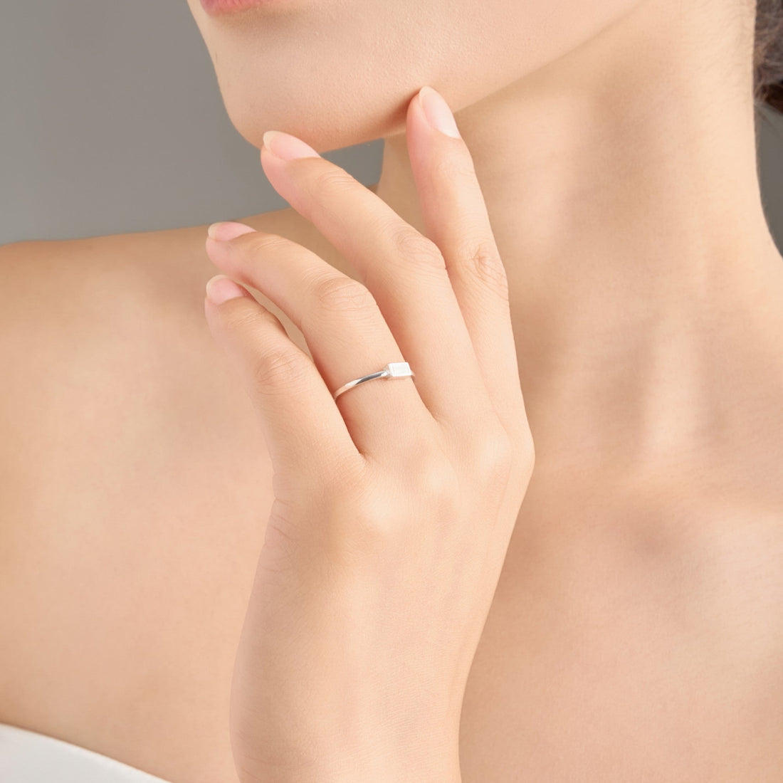 Glimmer Geometry Baguette Zircon Ring