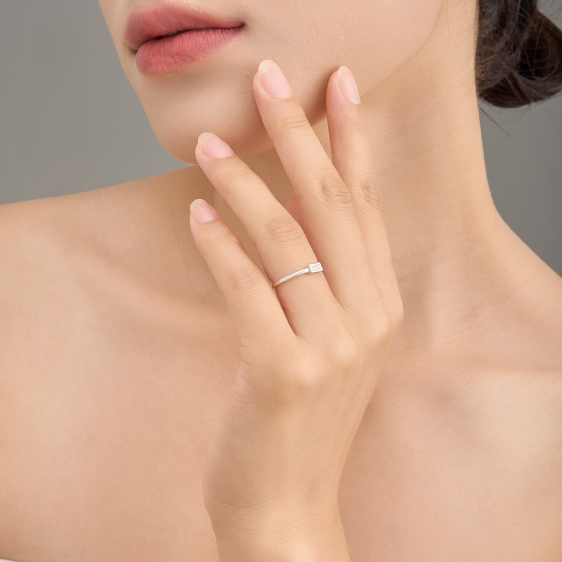 Glimmer Geometry Baguette Zircon Ring