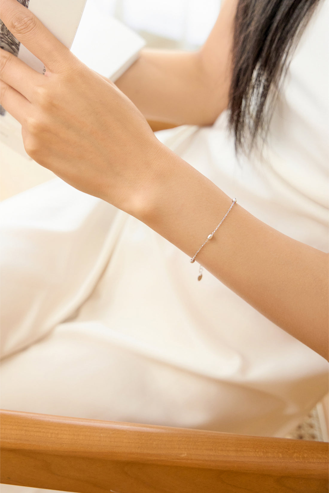 Orbit Beads Bracelet – 925 Silver Minimalist Chain