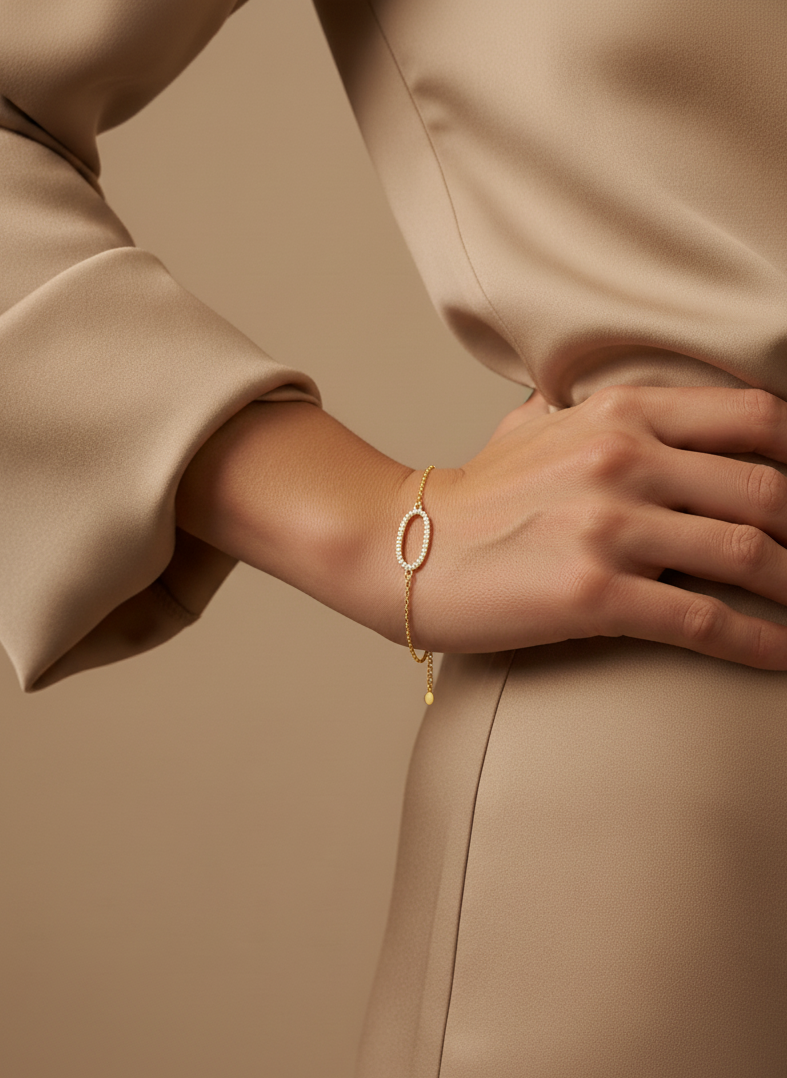 Oval Radiance Bracelet – Brass with 18K Gold Plating