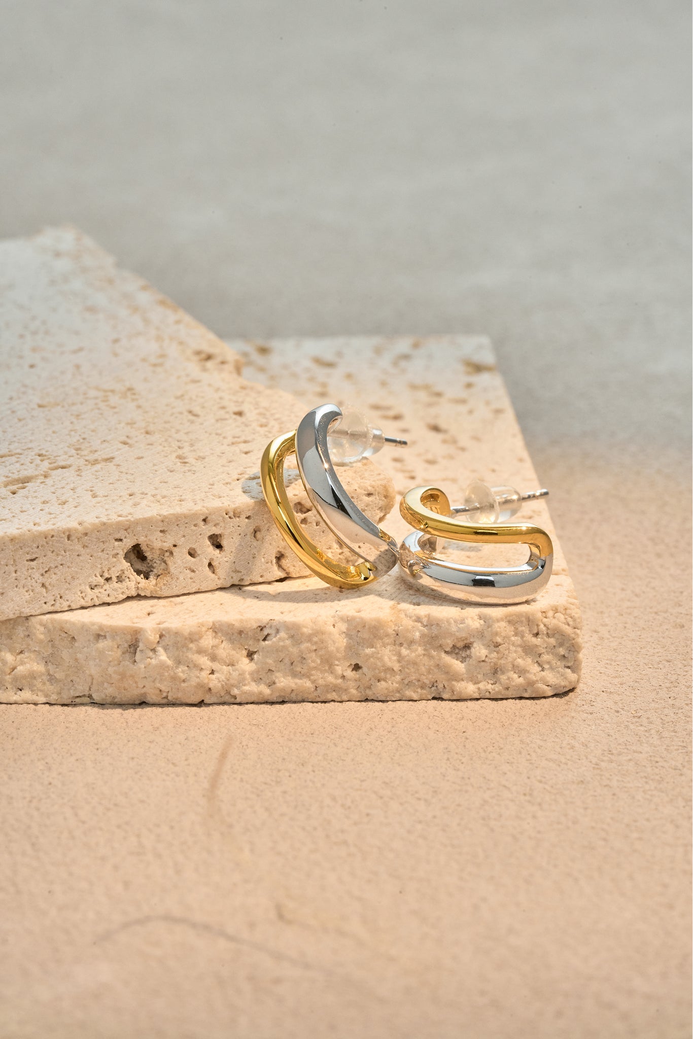 Architect Duo-Tone Earrings – 925 Silver with 18K Gold Plating