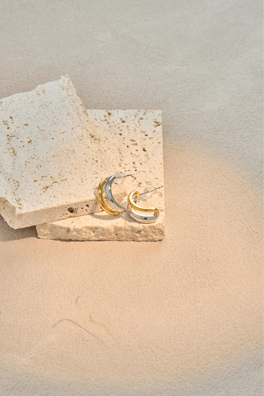 Architect Duo-Tone Earrings – 925 Silver with 18K Gold Plating