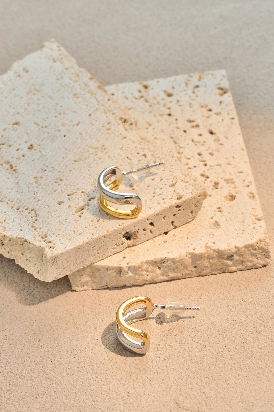 Architect Duo-Tone Earrings – 925 Silver with 18K Gold Plating