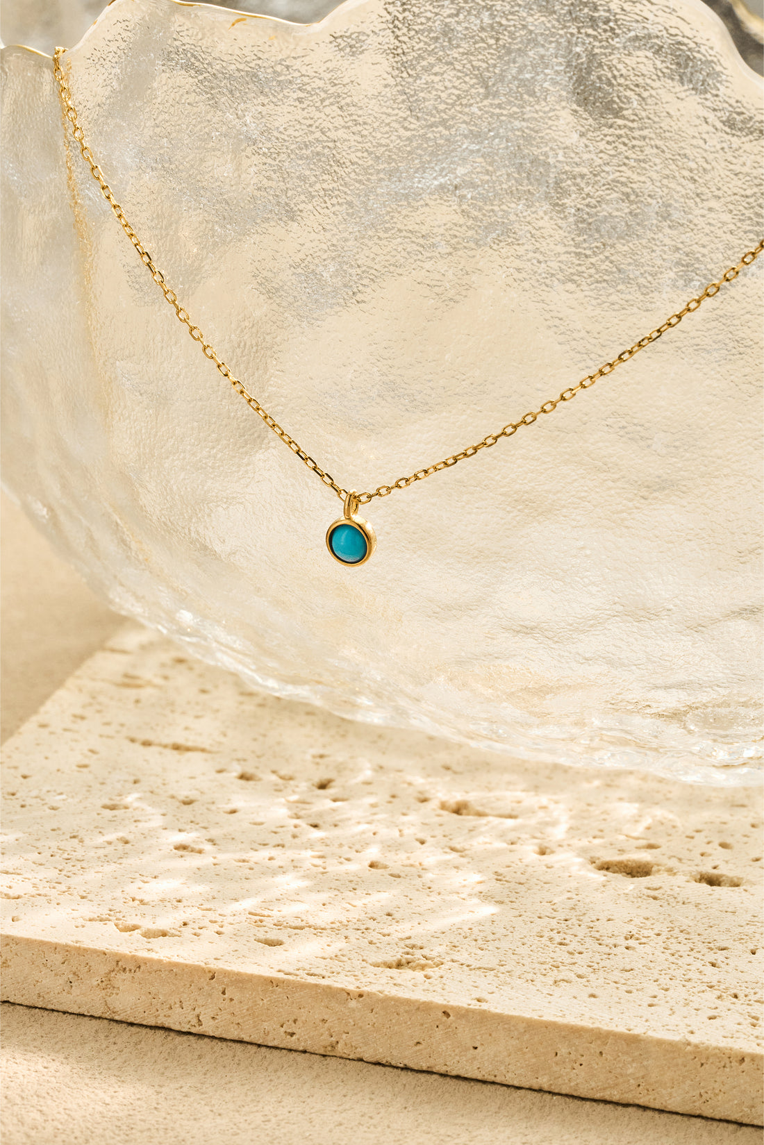 Turquoise Pendant Necklace – 925 Silver with 18K Gold Plating, Adjustable Chain