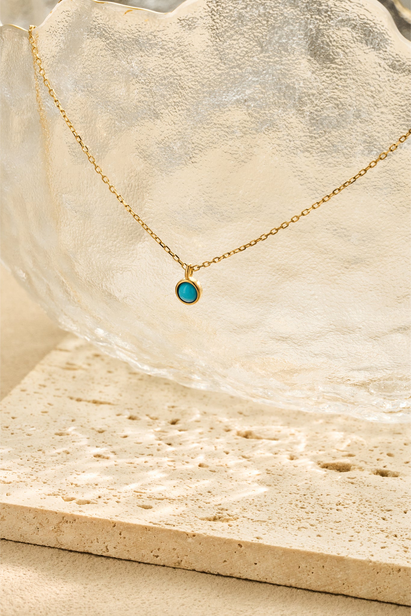 Turquoise Pendant Necklace – 925 Silver with 18K Gold Plating, Adjustable Chain
