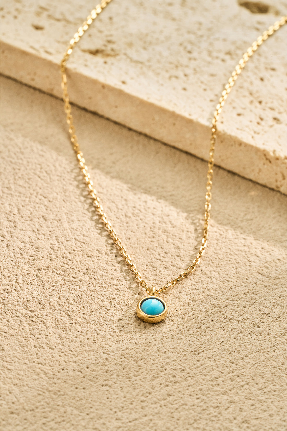 Turquoise Pendant Necklace – 925 Silver with 18K Gold Plating, Adjustable Chain