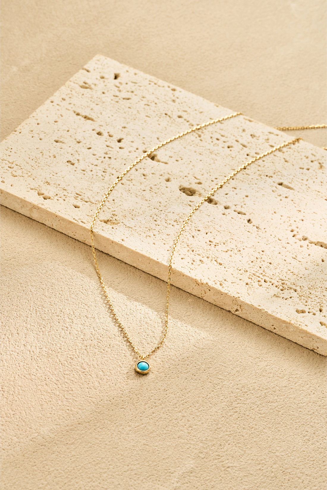 Turquoise Pendant Necklace – 925 Silver with 18K Gold Plating, Adjustable Chain
