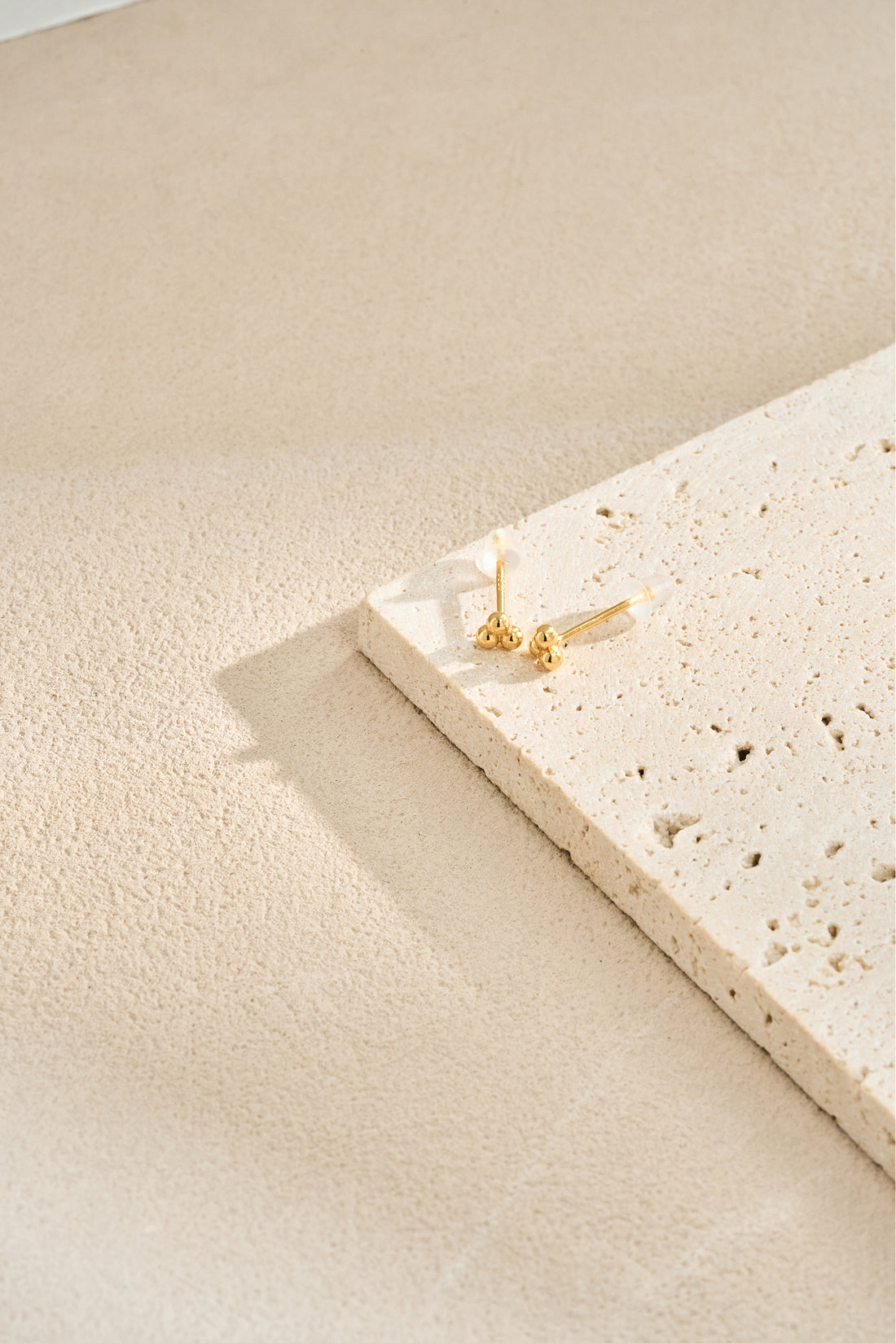 Triple Bead Stud Earrings – 925 Silver with 18K Gold/Platinum Plating