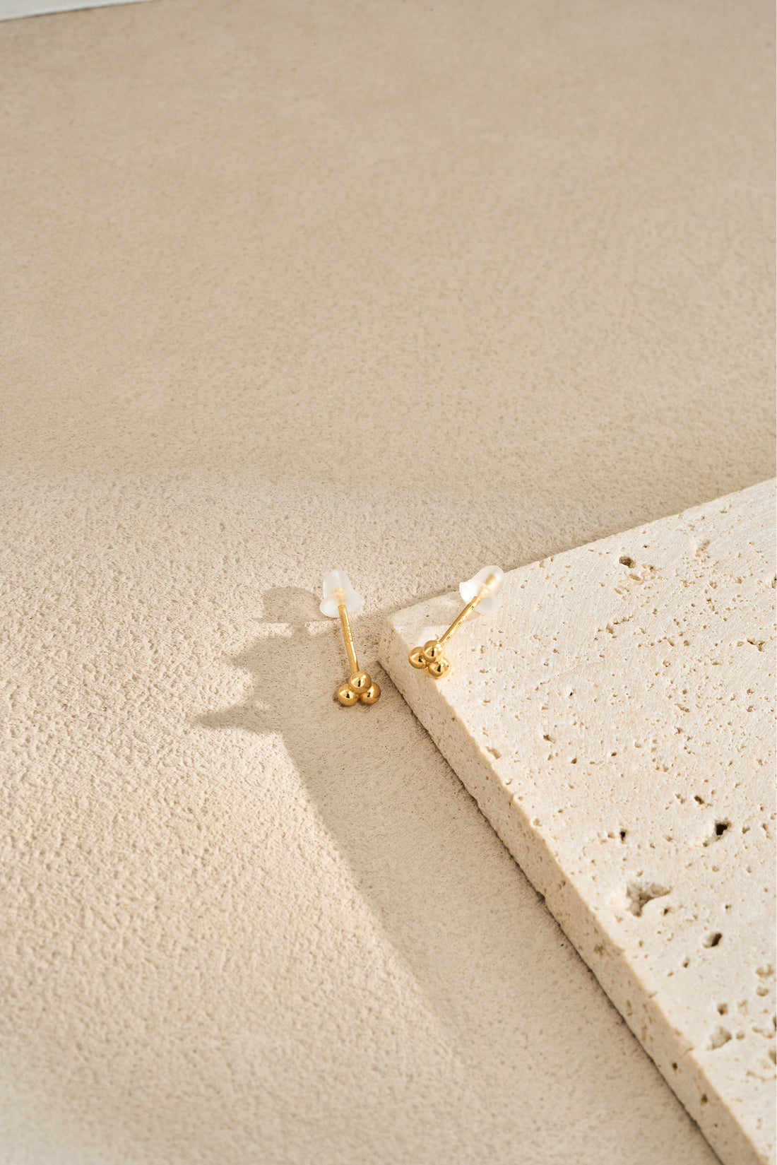 Triple Bead Stud Earrings – 925 Silver with 18K Gold/Platinum Plating