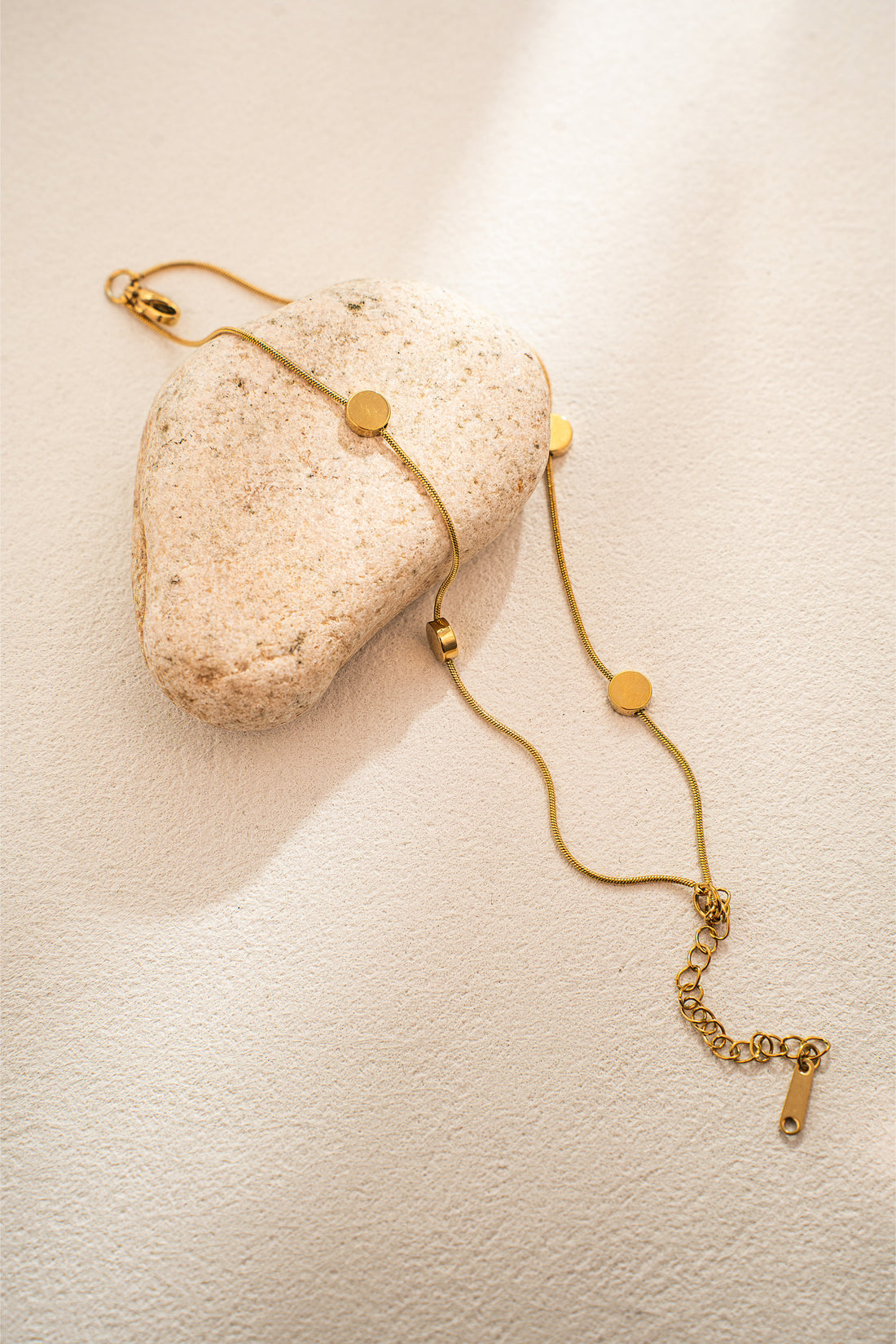 Minimalist Gold Disc Double Chain Bracelet – Stainless Steel, 18K Gold Plated