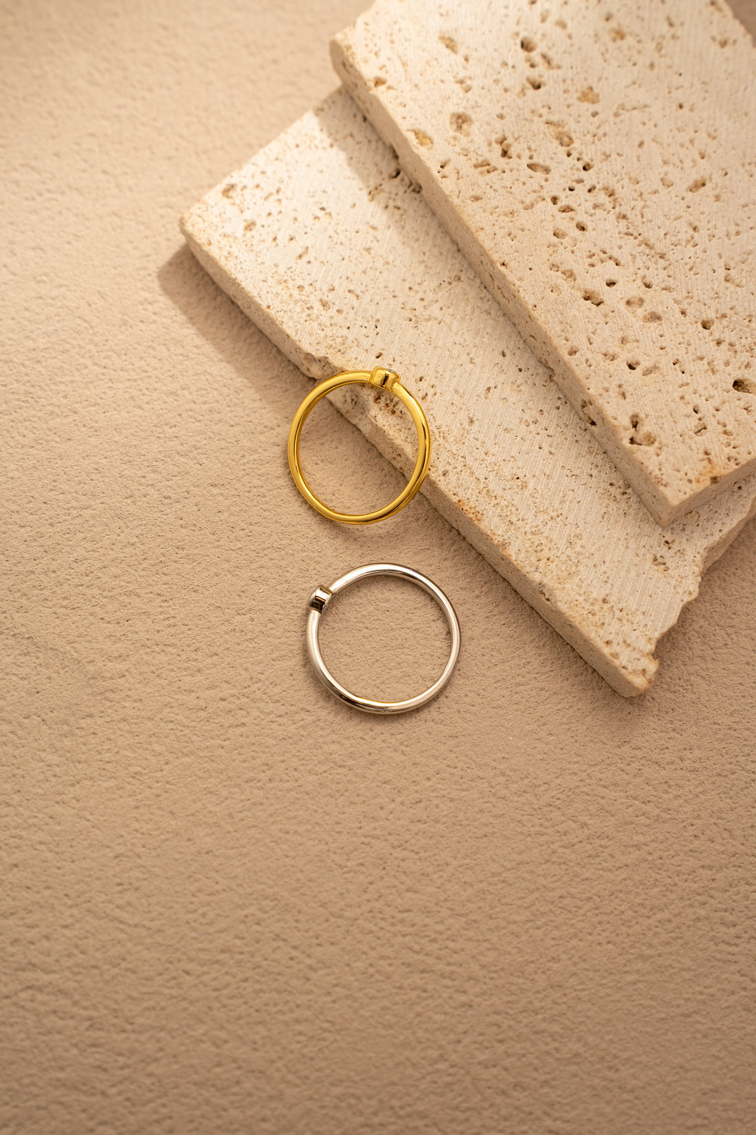 Elegant Zircon Stacking Ring – 20K Gold/Platinum Plated on 925 Silver