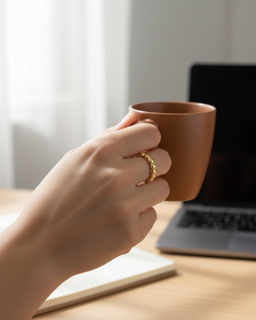 Polished Bead Ring – Dainty 925 Silver Earrings in Gold or Silver