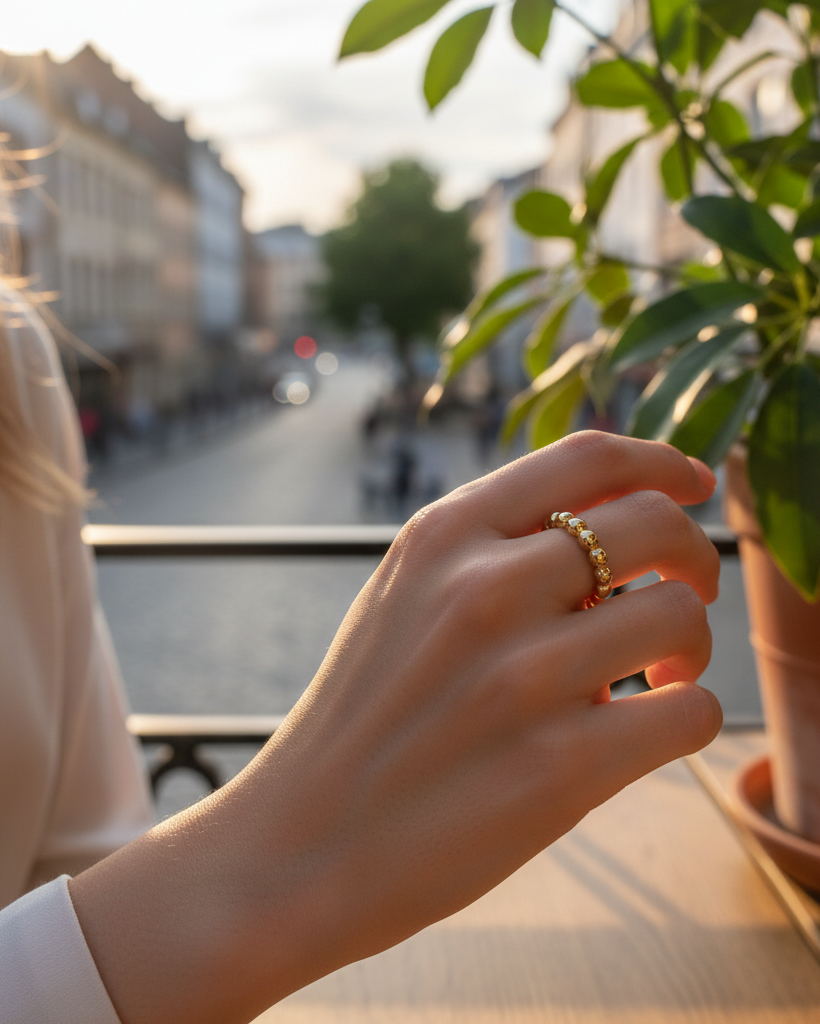 Polished Bead Ring – Dainty 925 Silver Earrings in Gold or Silver
