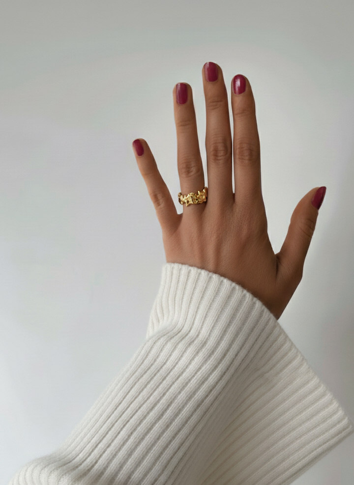 Mountain Texture Adjustable Ring – 18K Gold Vermeil on 925 Silver