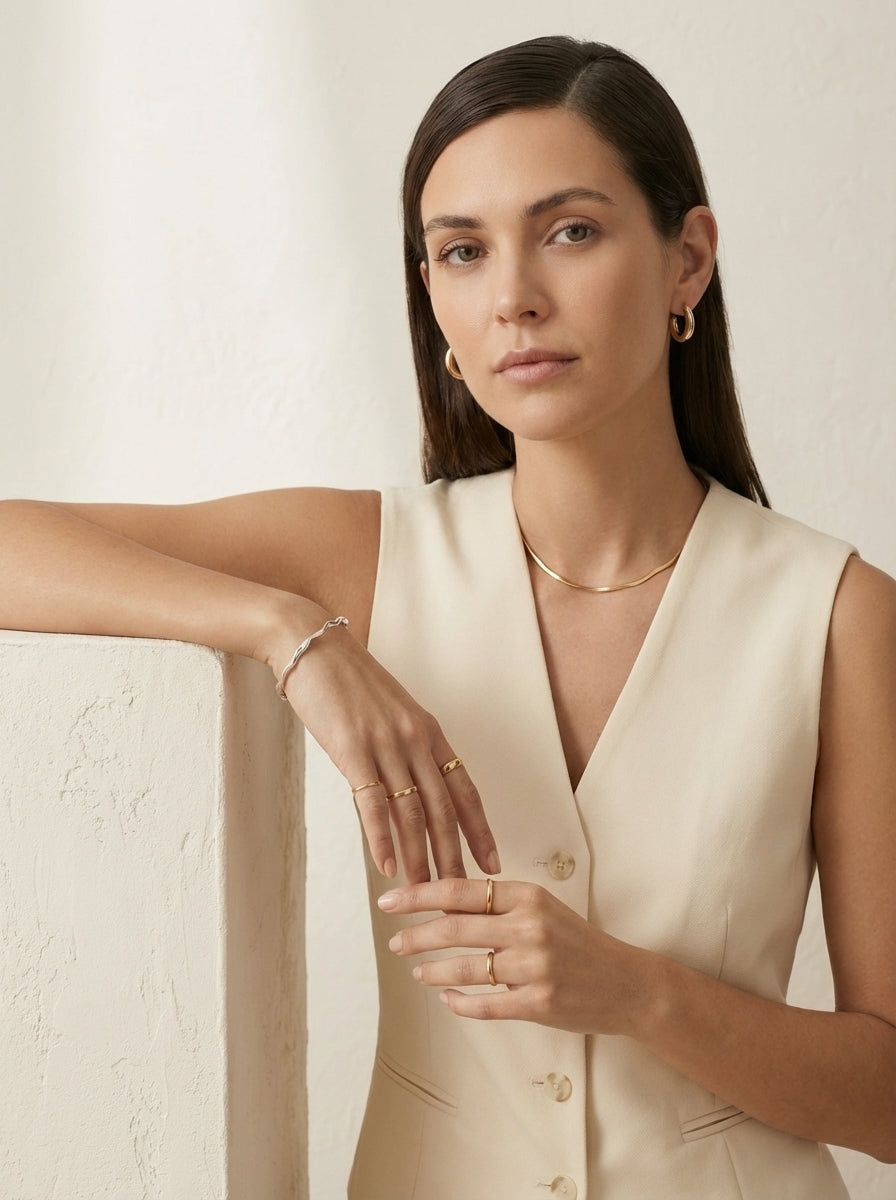 Flowing Texture Open Bangle | S925 Sterling Silver Minimalist Adjustable Bracelet