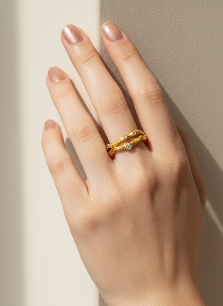 Starlit Branches Ring – 925 Silver with 18K Gold Plating