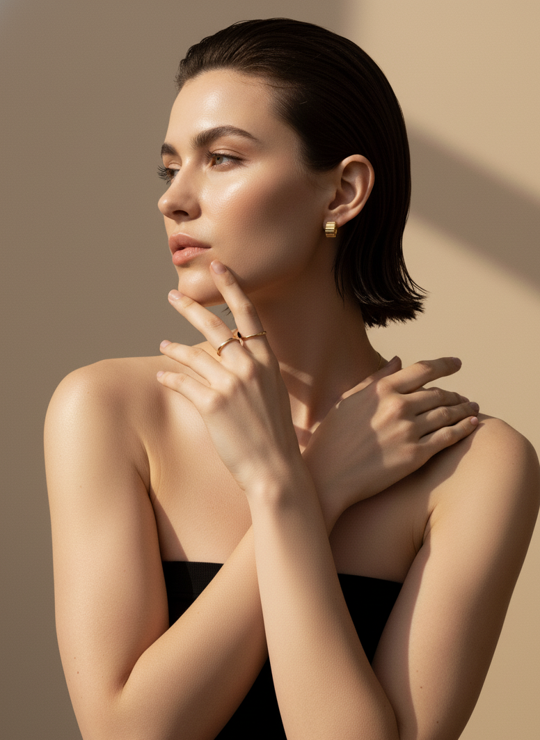 Irregular C-Shaped Hoop Earrings – 18K Gold Vermeil on 925 Silver