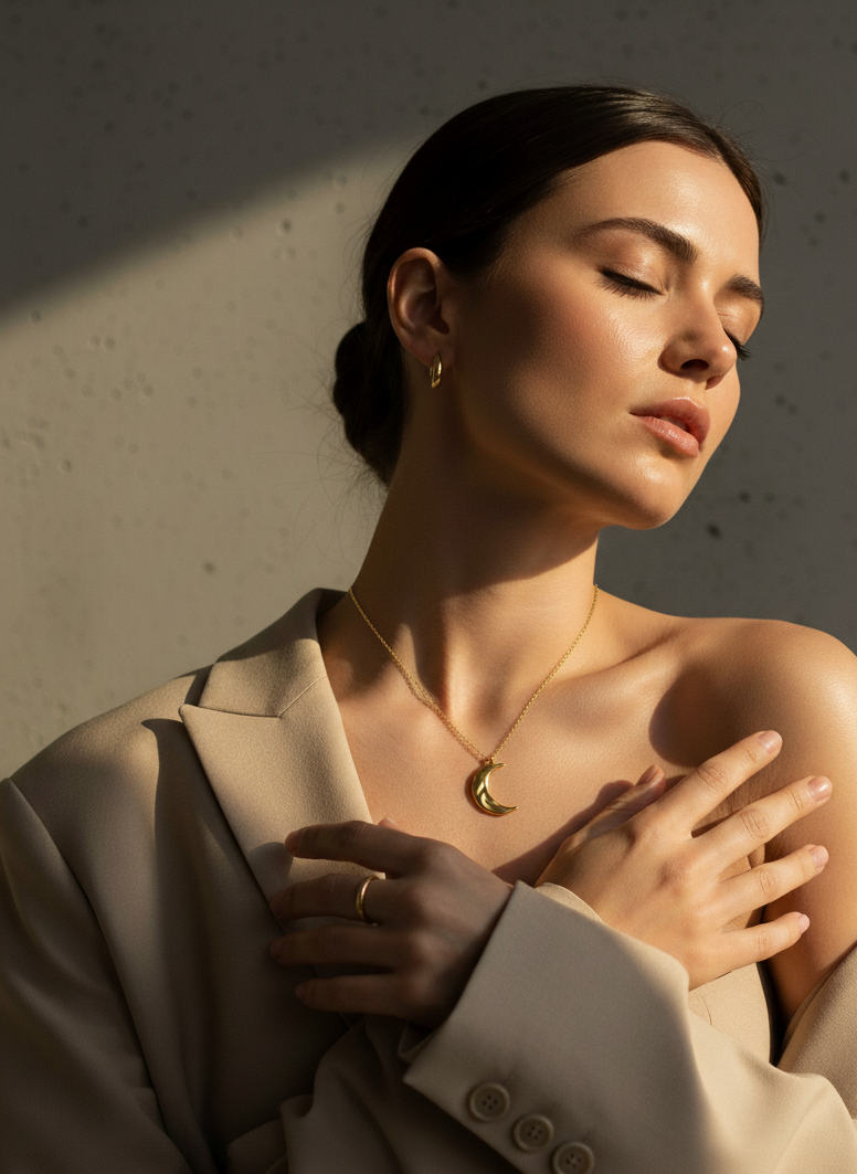 Moonlit Sea Pendant Necklace – 18K Gold Vermeil on 925 Silver