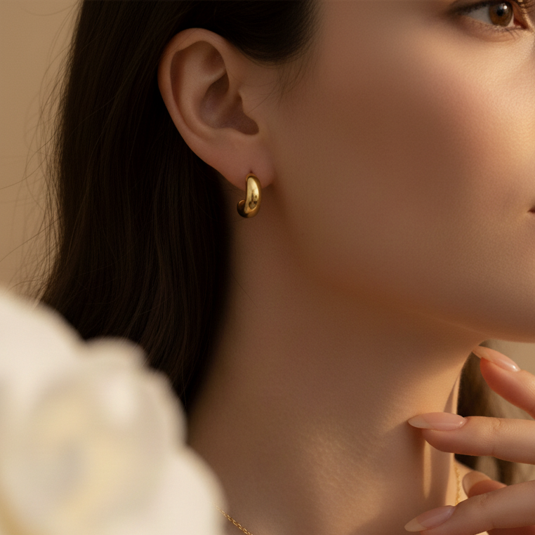 Glint Ripple Hoop Earrings – 925 Silver with 18K Gold Plating