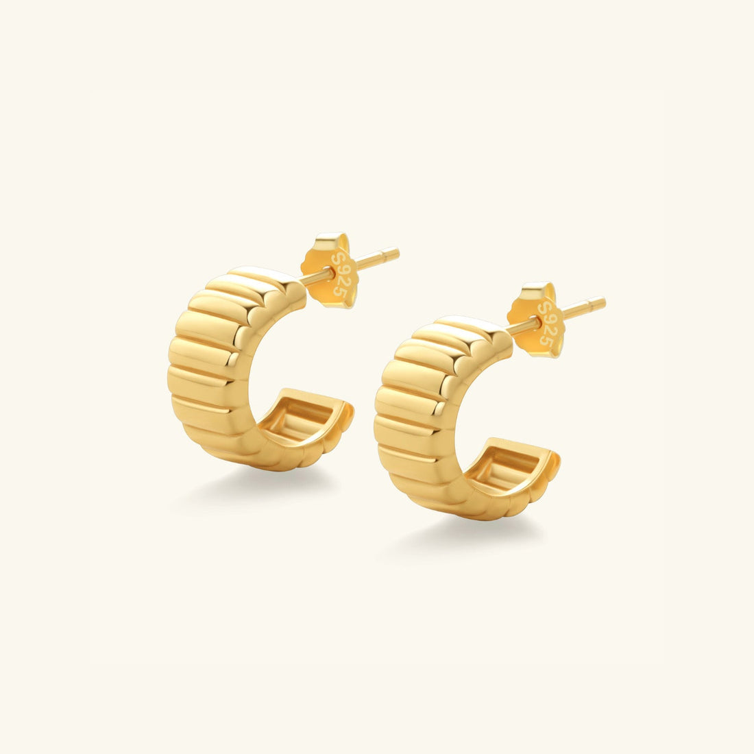 Irregular C-Shaped Hoop Earrings – 18K Gold Vermeil on 925 Silver