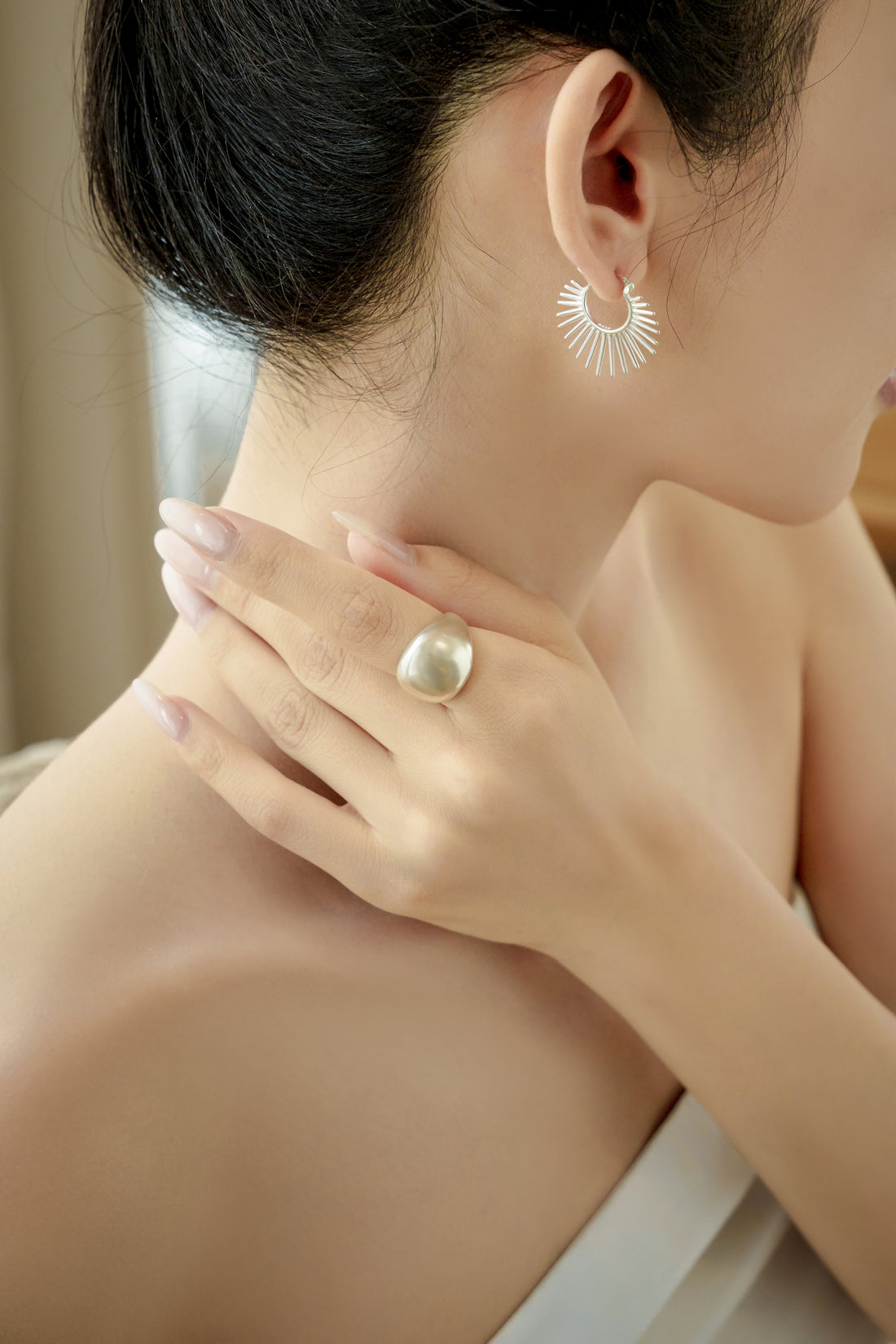 Matte Arc Ring – 925 Silver with Brushed Finish