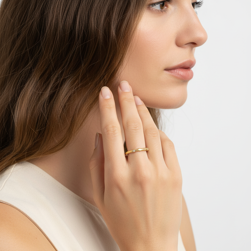 Starlit Glow Adjustable Ring – Irregular Hollow Texture, 18K Gold Vermeil on 925 Silver