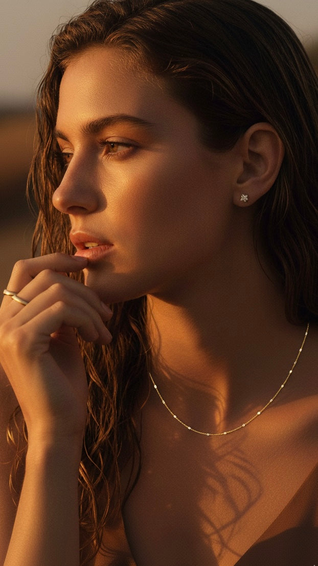 Shimmering Disc Chain Necklace – 925 Silver with 18K Gold Plating