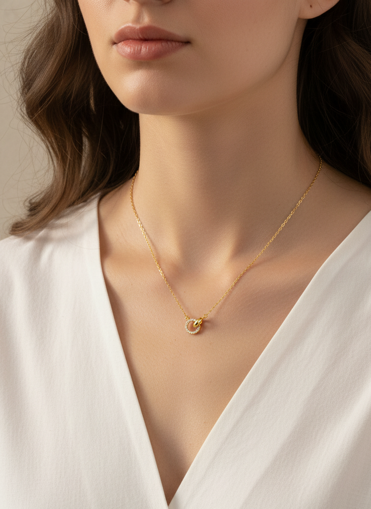 Eternal Link Double Circle Necklace – 18K Gold Vermeil on 925 Silver
