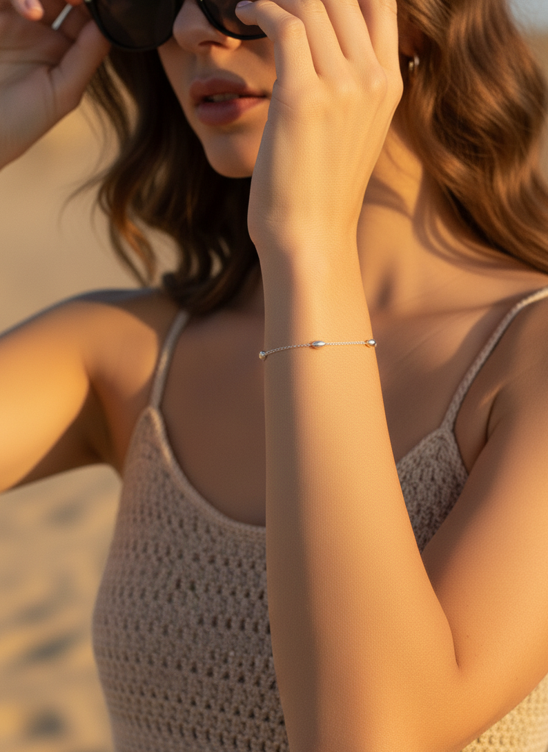 Orbit Beads Bracelet – 925 Silver Minimalist Chain